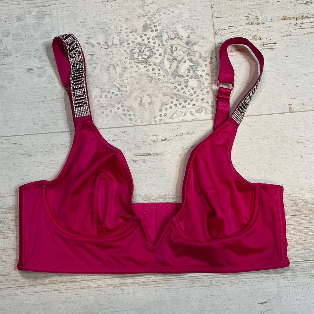 Victorias Secret Hot Pink Bedazzled Straps Bralette Size Medium